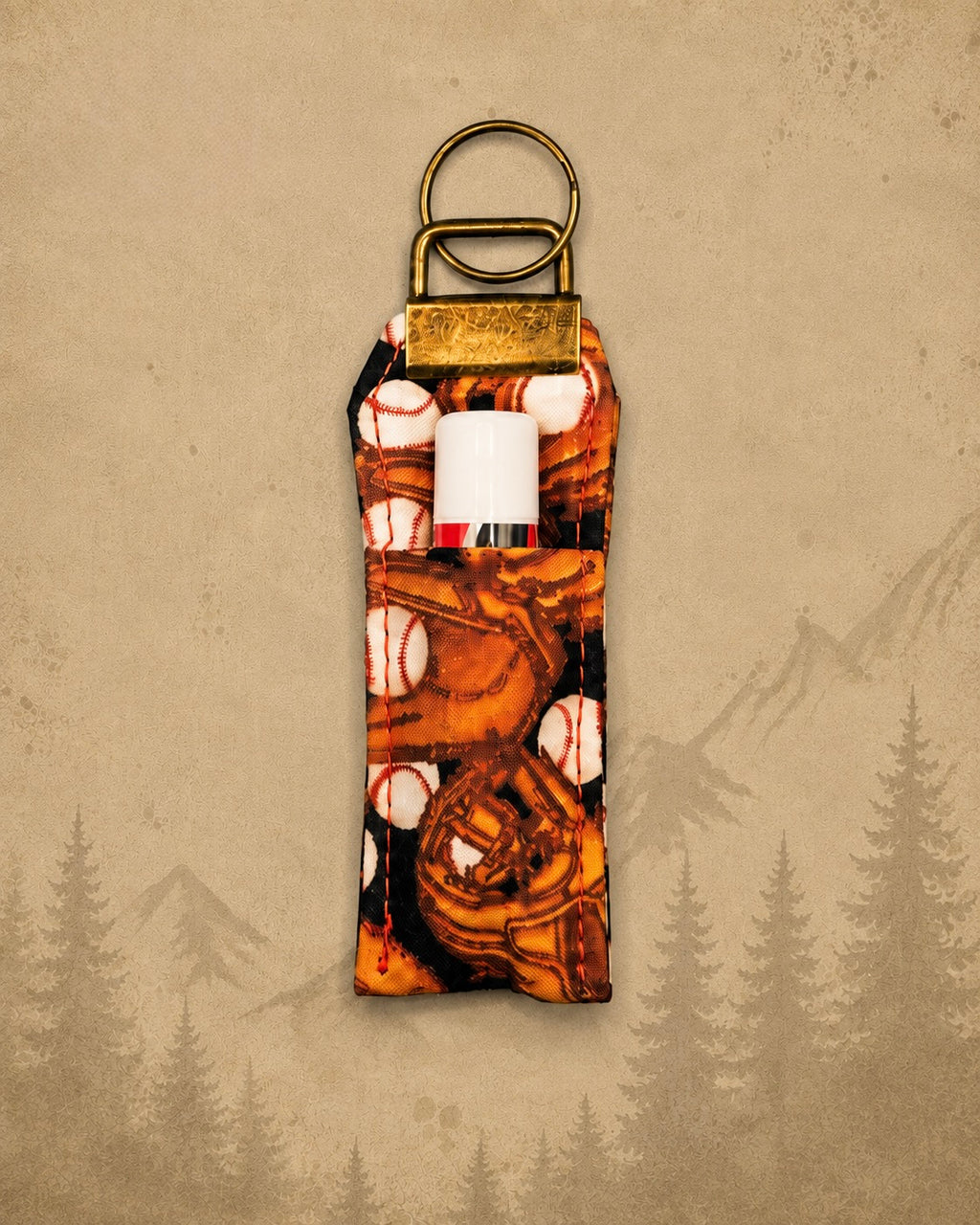 Baseball Print Lip Balm Keychain product view 2