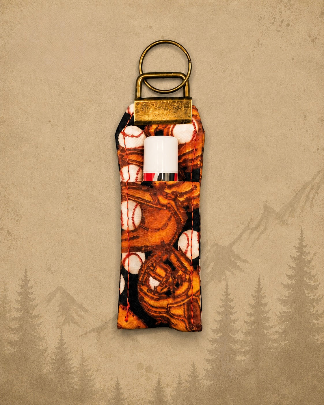 Baseball Print Lip Balm Keychain product view 2