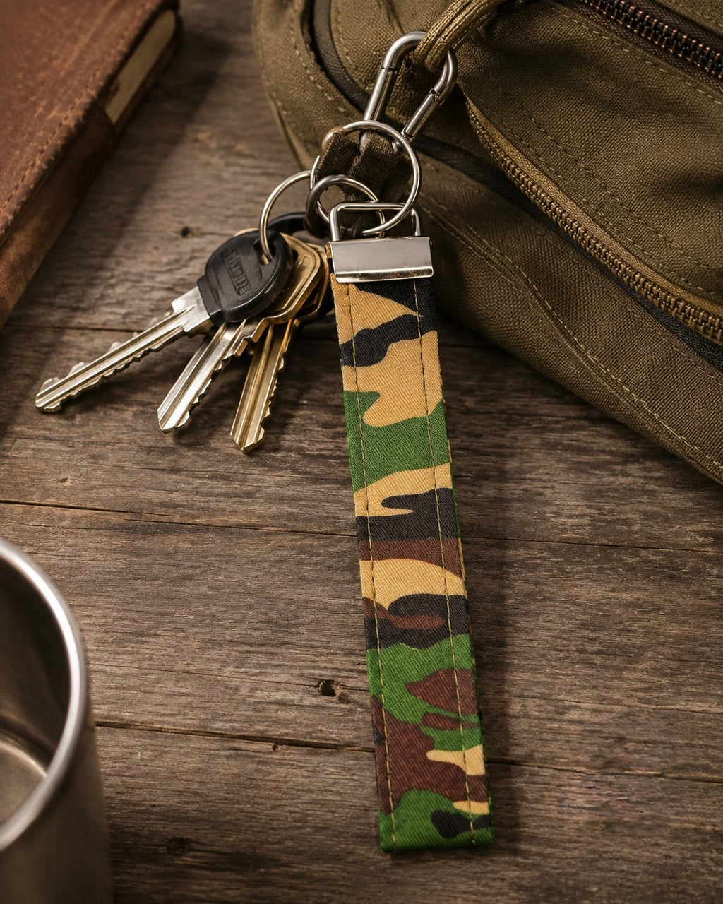 Camo Print Keychain lifestyle view