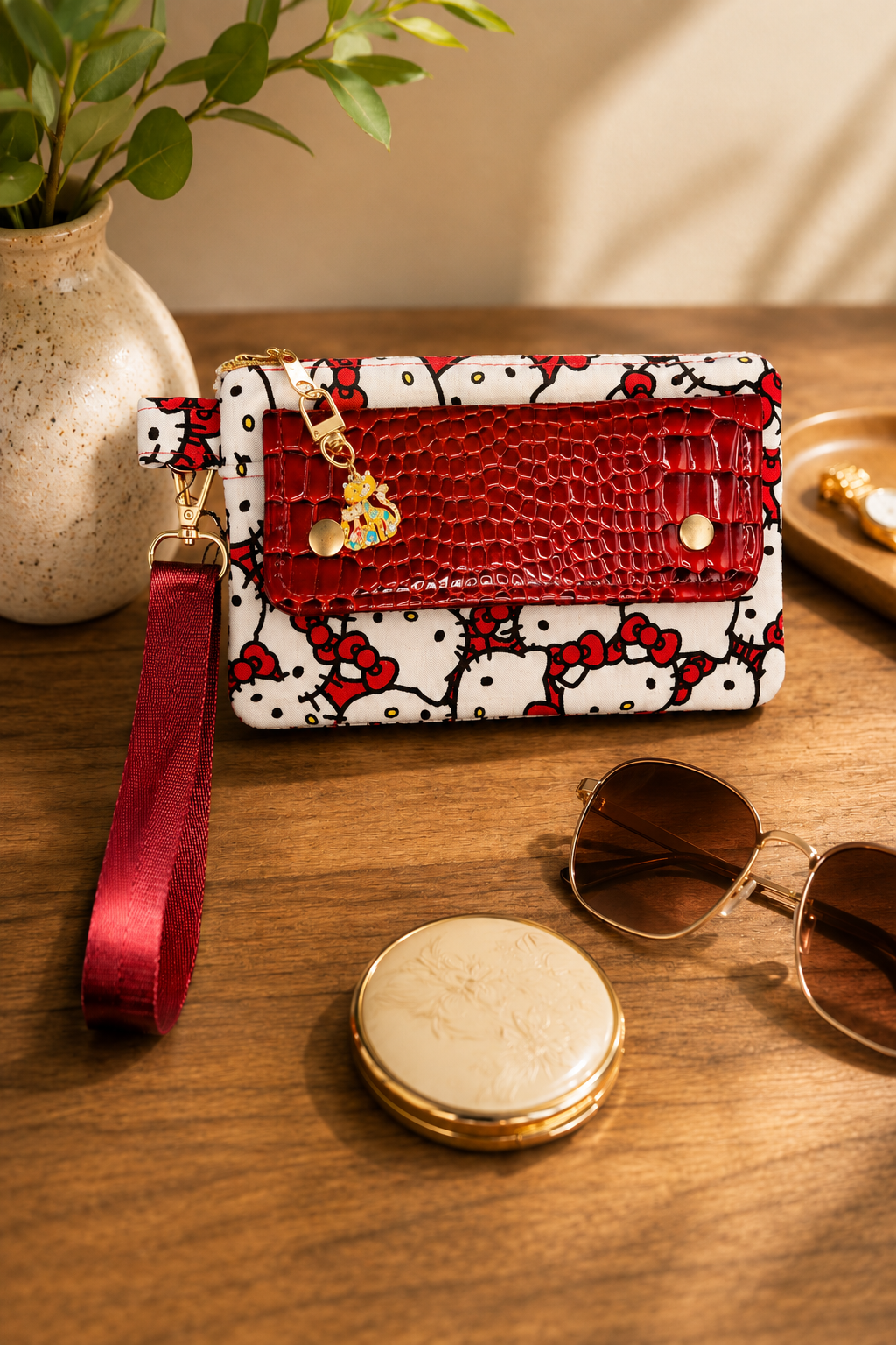 Cute Cat Bow Wrist Wallet lifestyle view
