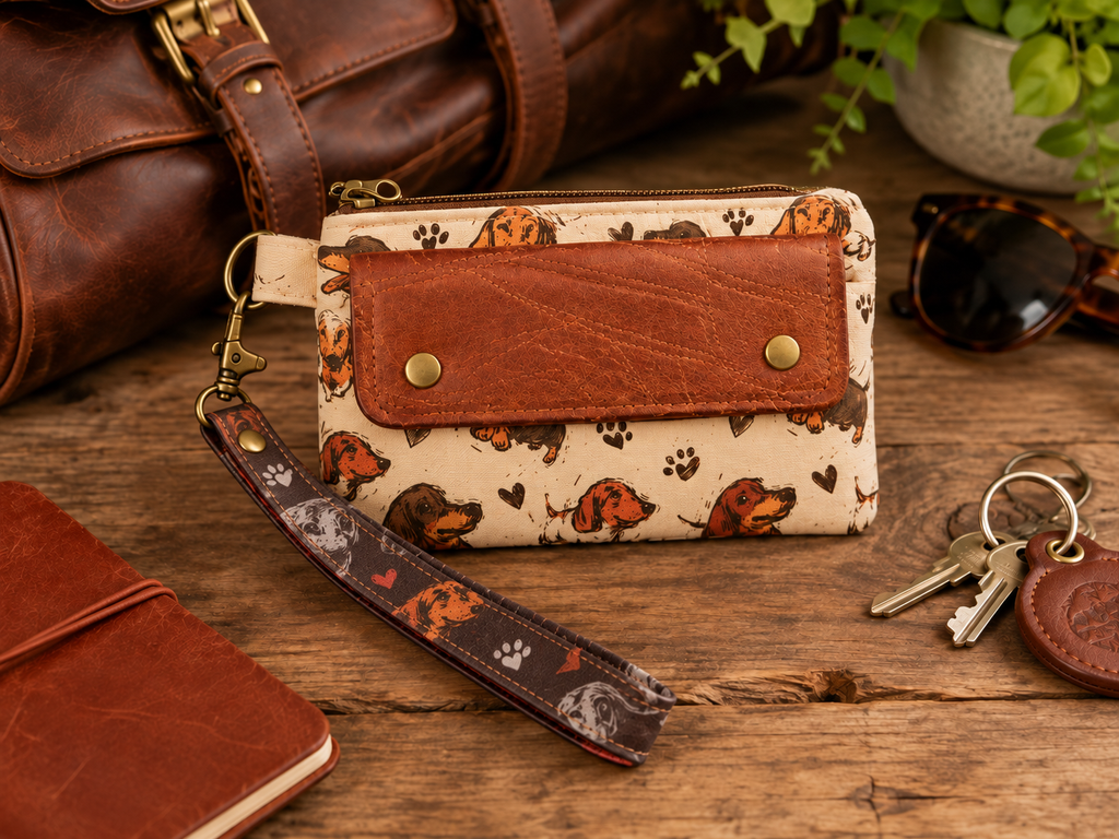 Dachshund Wrist Wallet lifestyle view