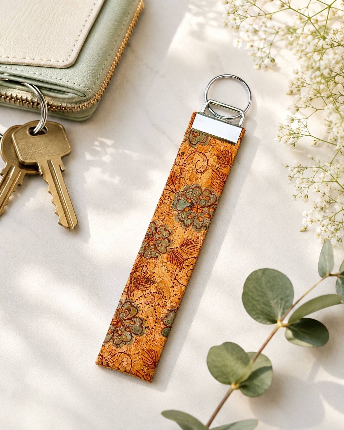 Flower Cork Keychain lifestyle view