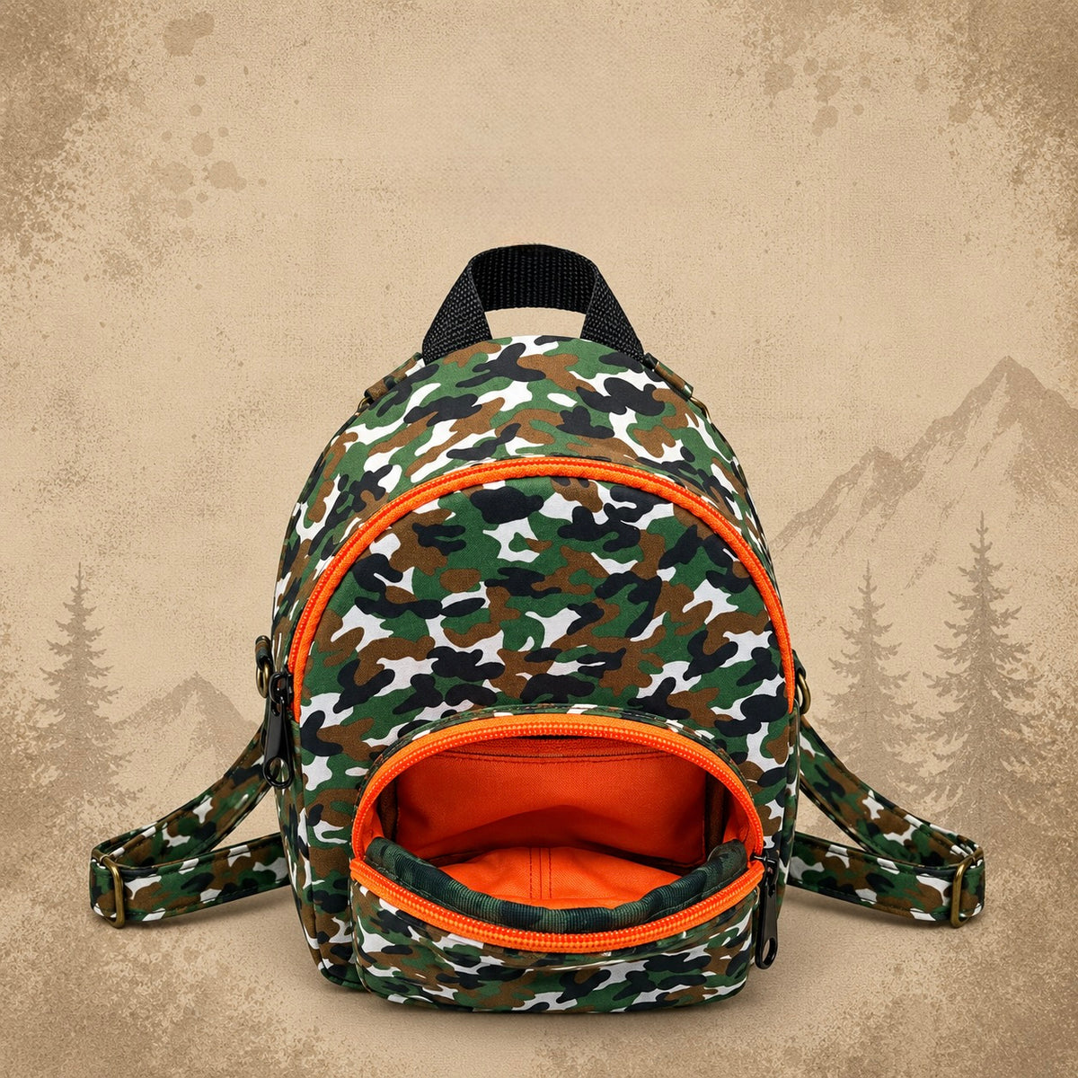 Black, Green & Brown Camo Mini Backpack product view 4