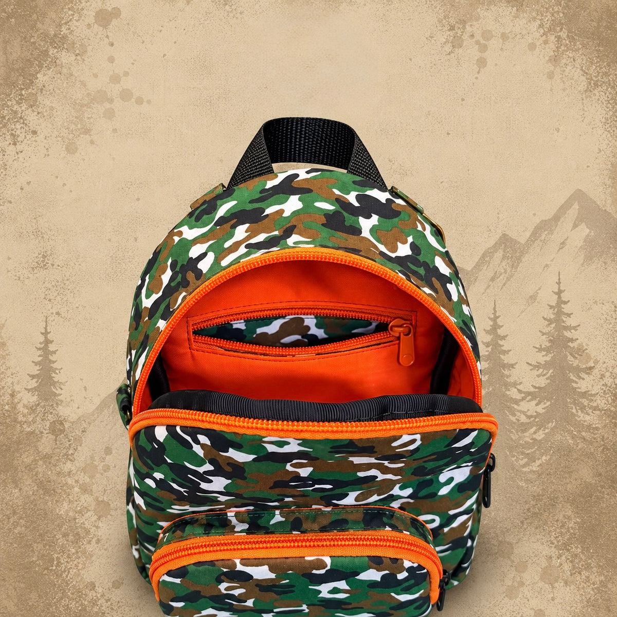 Black, Green & Brown Camo Mini Backpack product view 5