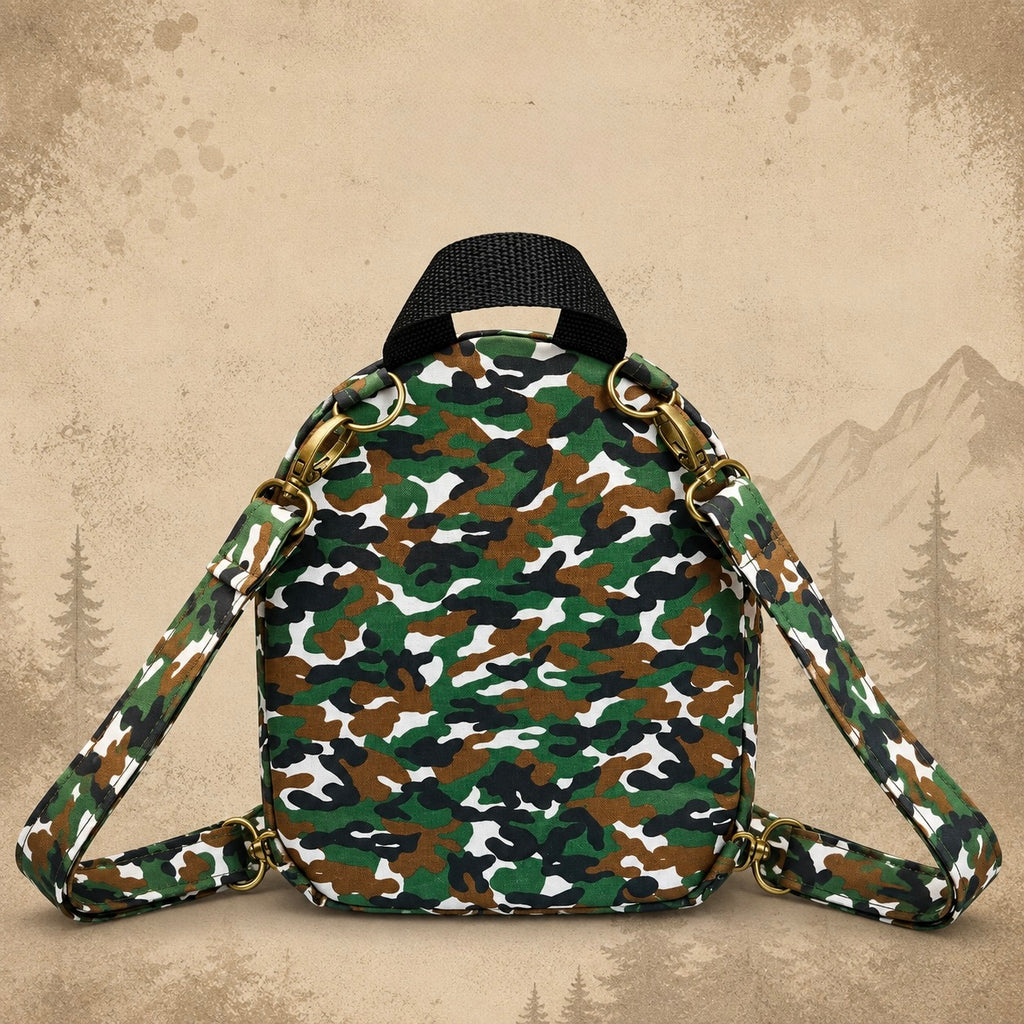 Black, Green & Brown Camo Mini Backpack product view 3