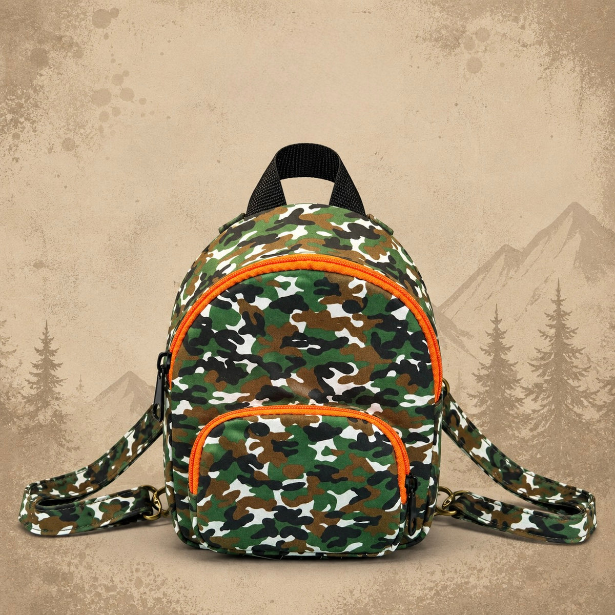 Black, Green & Brown Camo Mini Backpack product view 6