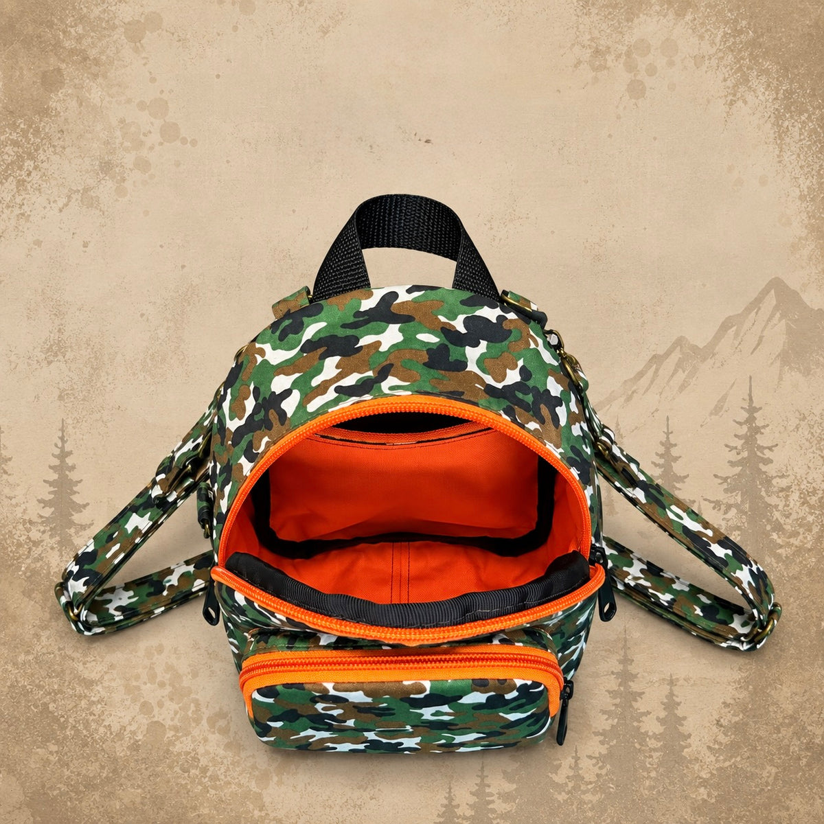 Black, Green & Brown Camo Mini Backpack product view 7