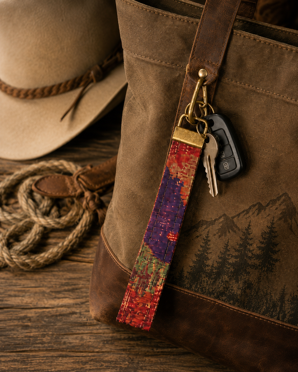 Mosaic Print Keychain lifestyle view