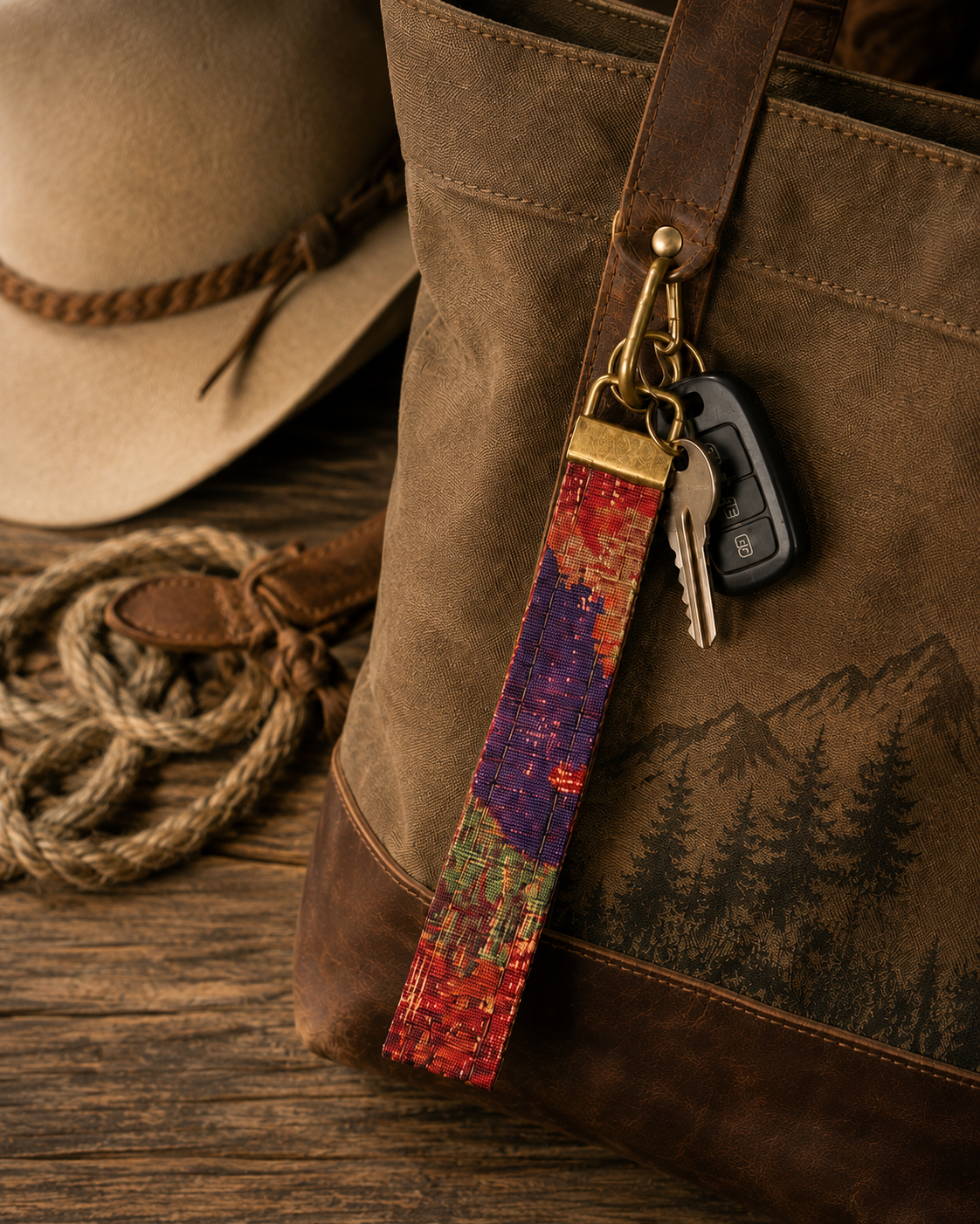 Mosaic Print Keychain lifestyle view