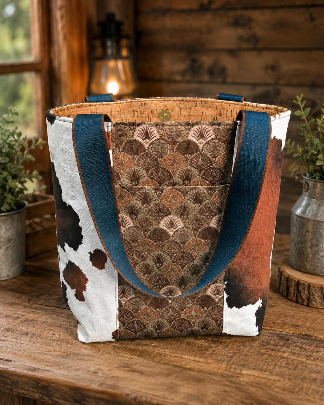 Cow Print Tote Bag lifestyle view
